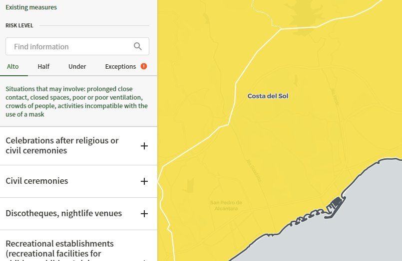 Malaga Interactive Map of Coronavirus Restrictions